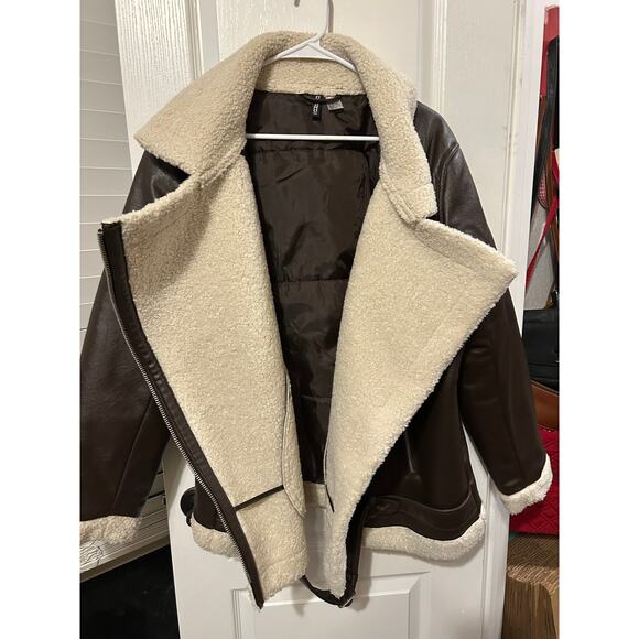 Divided Faux Leather Flight Jacket Warm Heavy - Picture 2 of 8